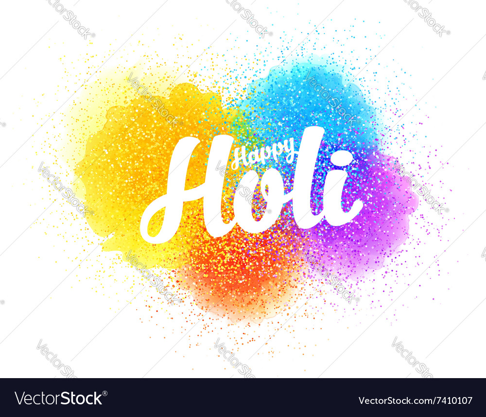 Happy holi sign on colorful paint powder Vector Image