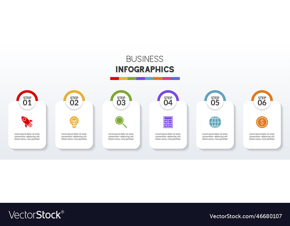 Infographics design template and icons with 6 Vector Image