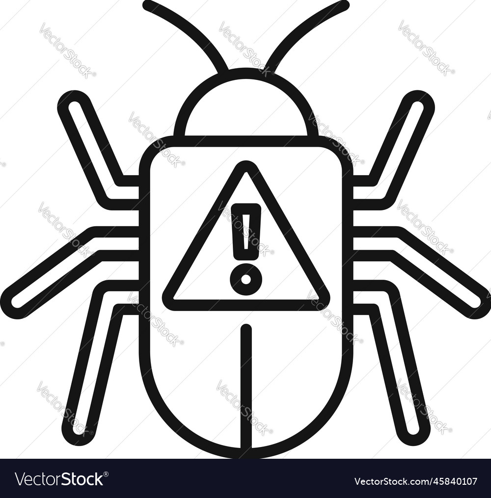Online bug icon outline virus error Royalty Free Vector