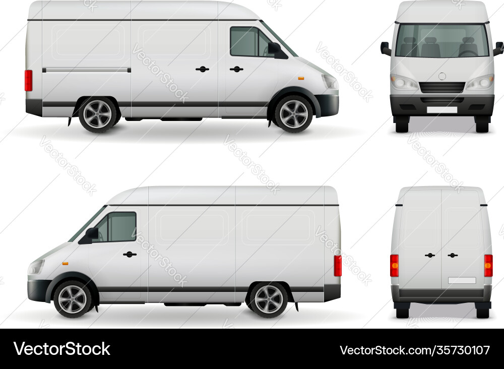 Realistic cargo van advertising mockup Royalty Free Vector
