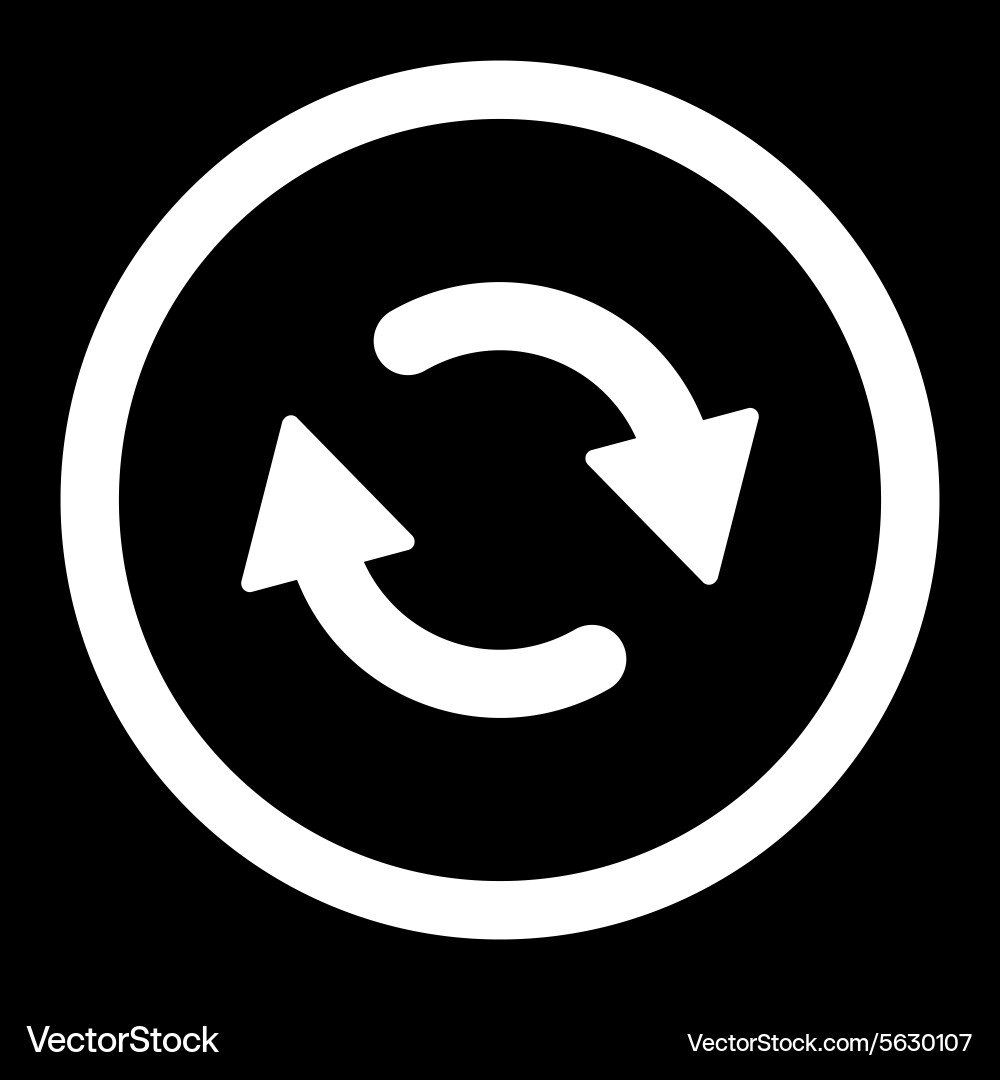 Refresh flat white color rounded icon Royalty Free Vector