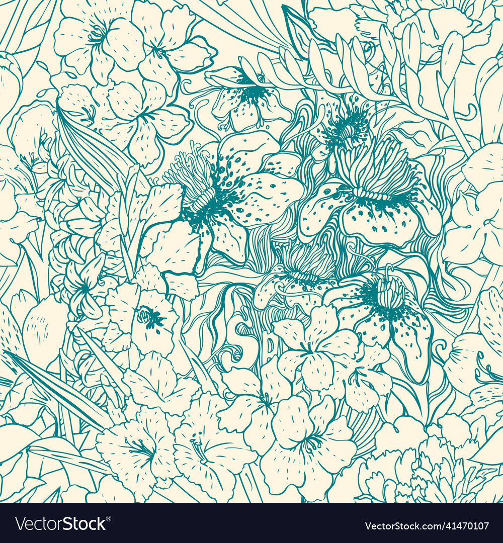 Seamless floral pattern vector image Seamless floral pattern