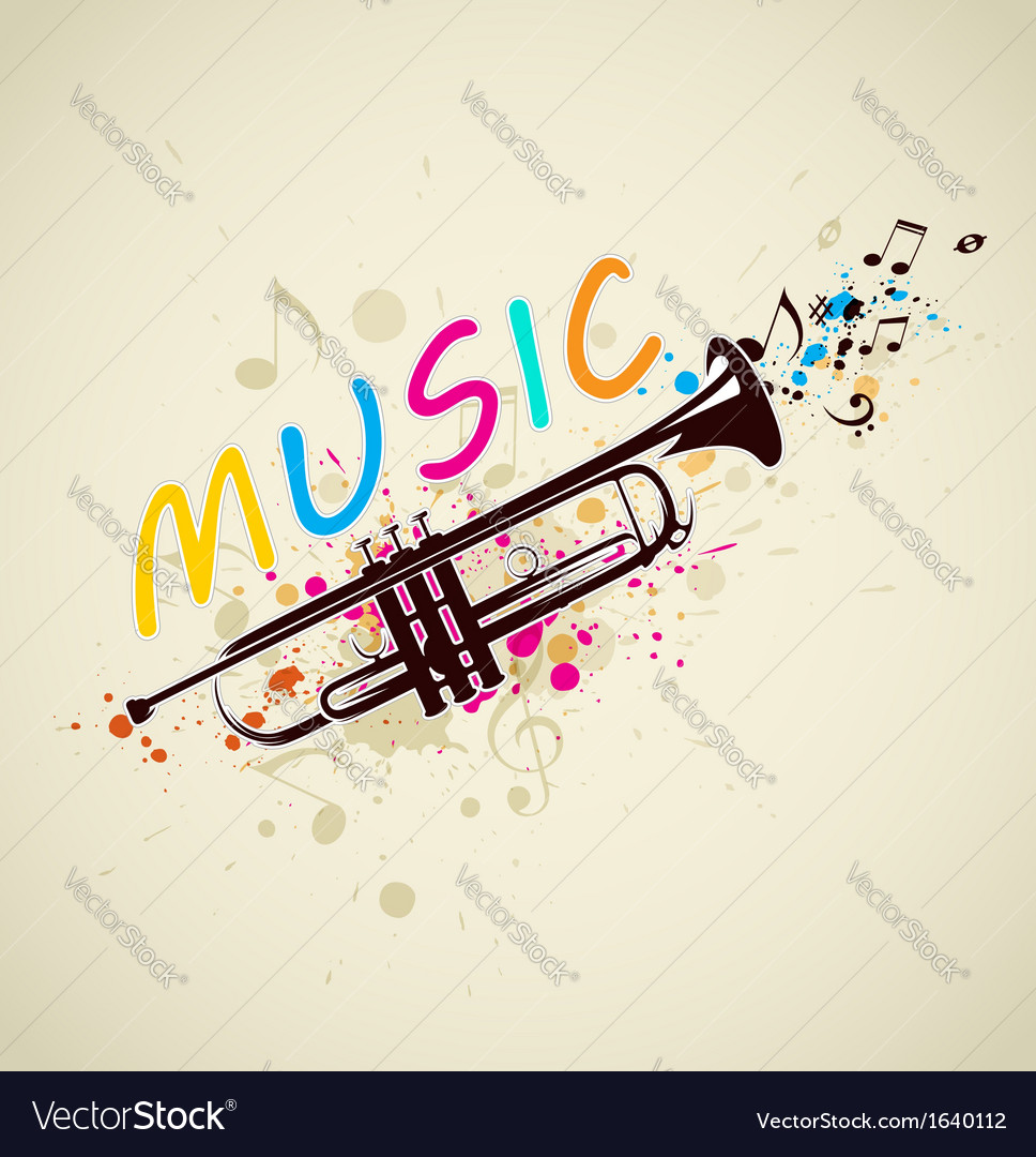 Abstract background with trumpet Royalty Free Vector Image