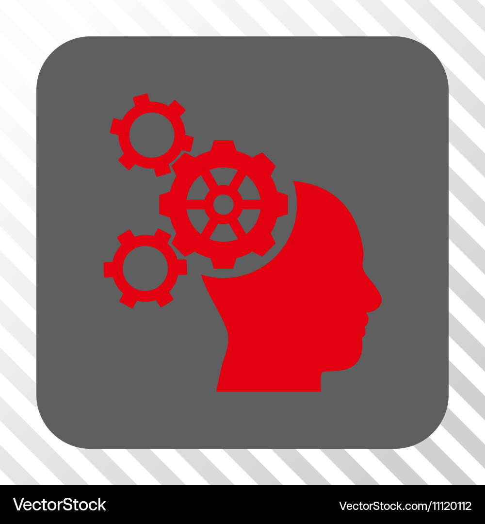 Brain mechanics rounded square button Royalty Free Vector