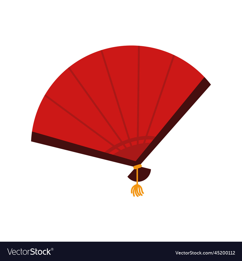 Chinese red hand fan Royalty Free Vector Image