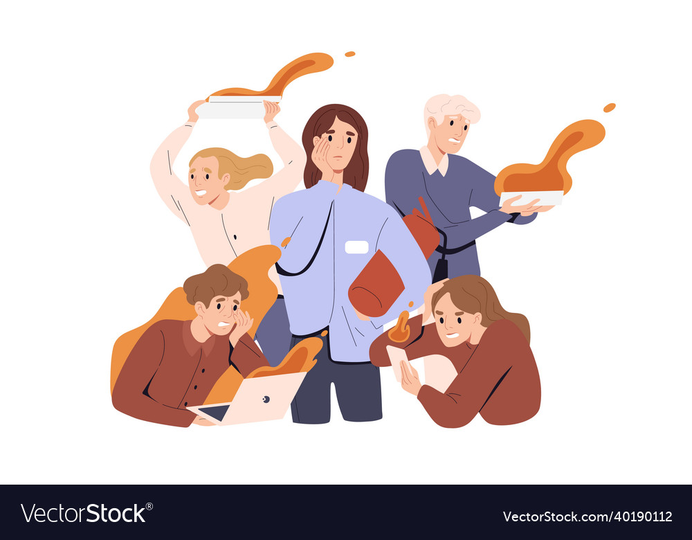 Person in stress among busy office people in rush vector image Person in stress among busy office people in rush