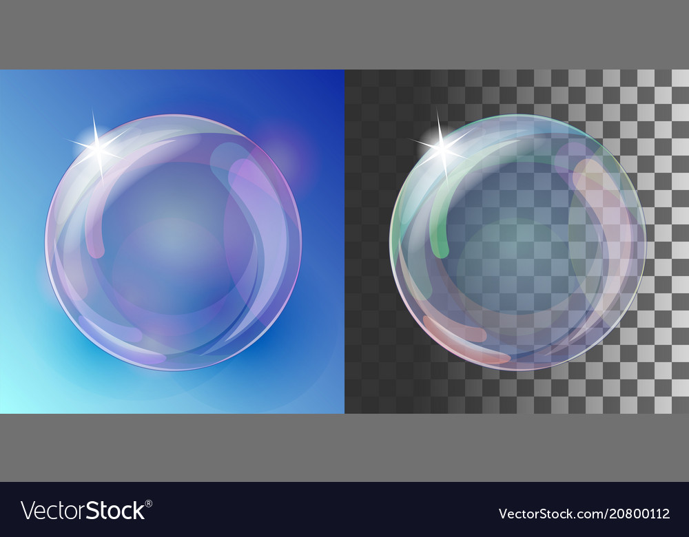 Realistic soap bubble with rainbow colors vector image Realistic soap bubble with rainbow colors