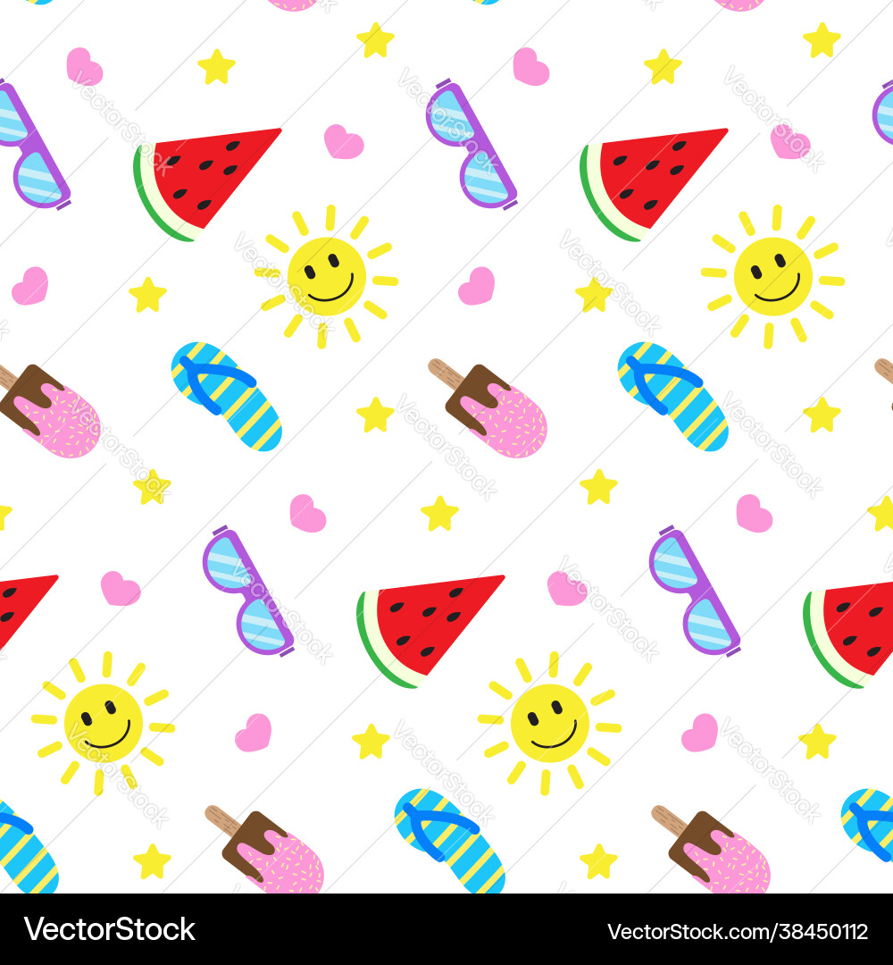 Summer seamless pattern colorful elements Vector Image
