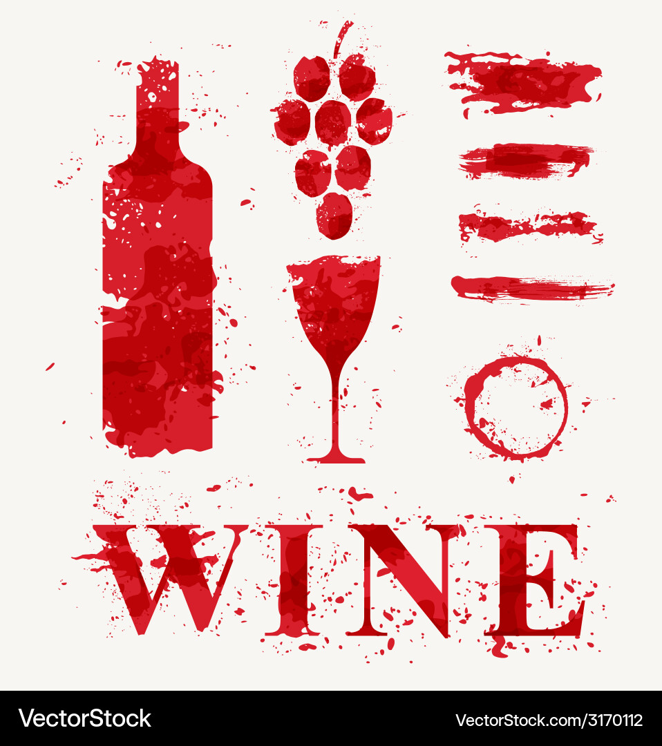 Wine elements consisting a spray Royalty Free Vector Image