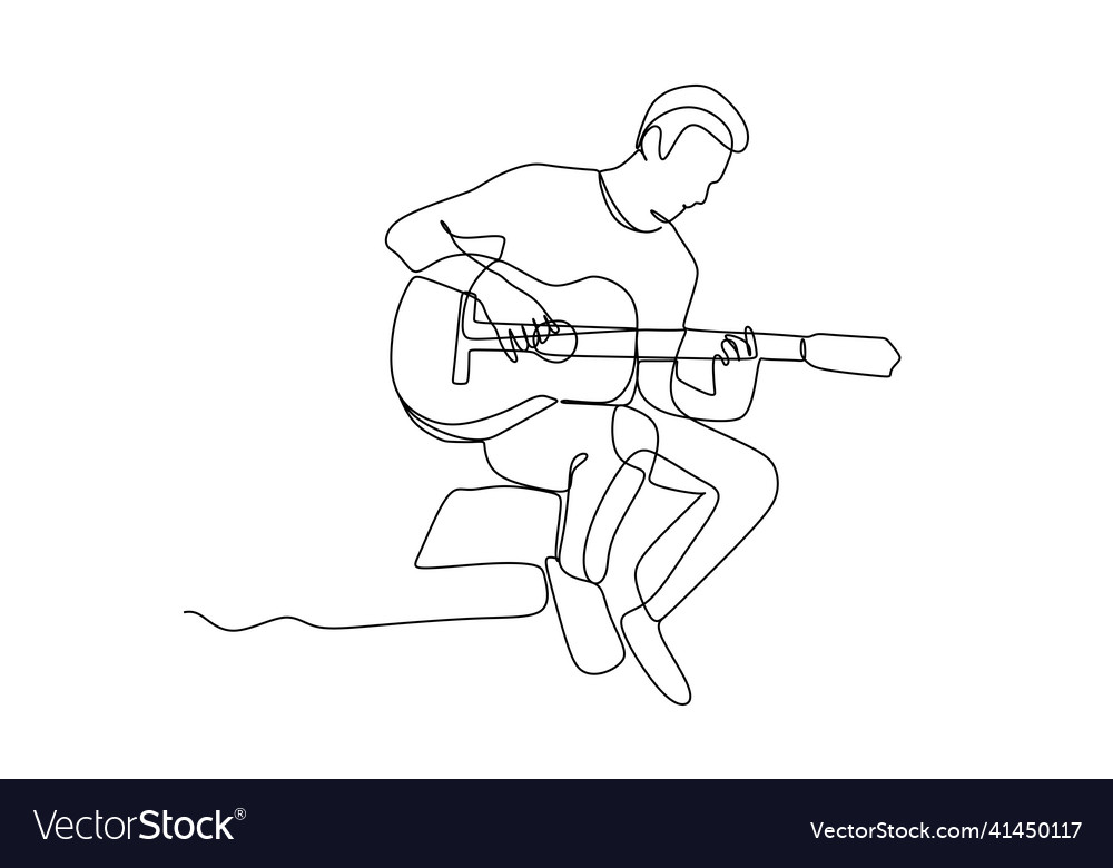 Continuous line drawing of a male sitting Vector Image