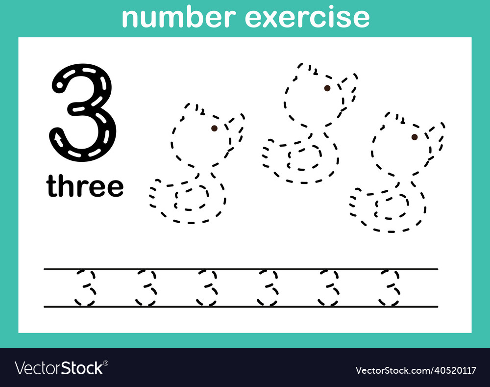 Number exercise Royalty Free Vector Image - VectorStock