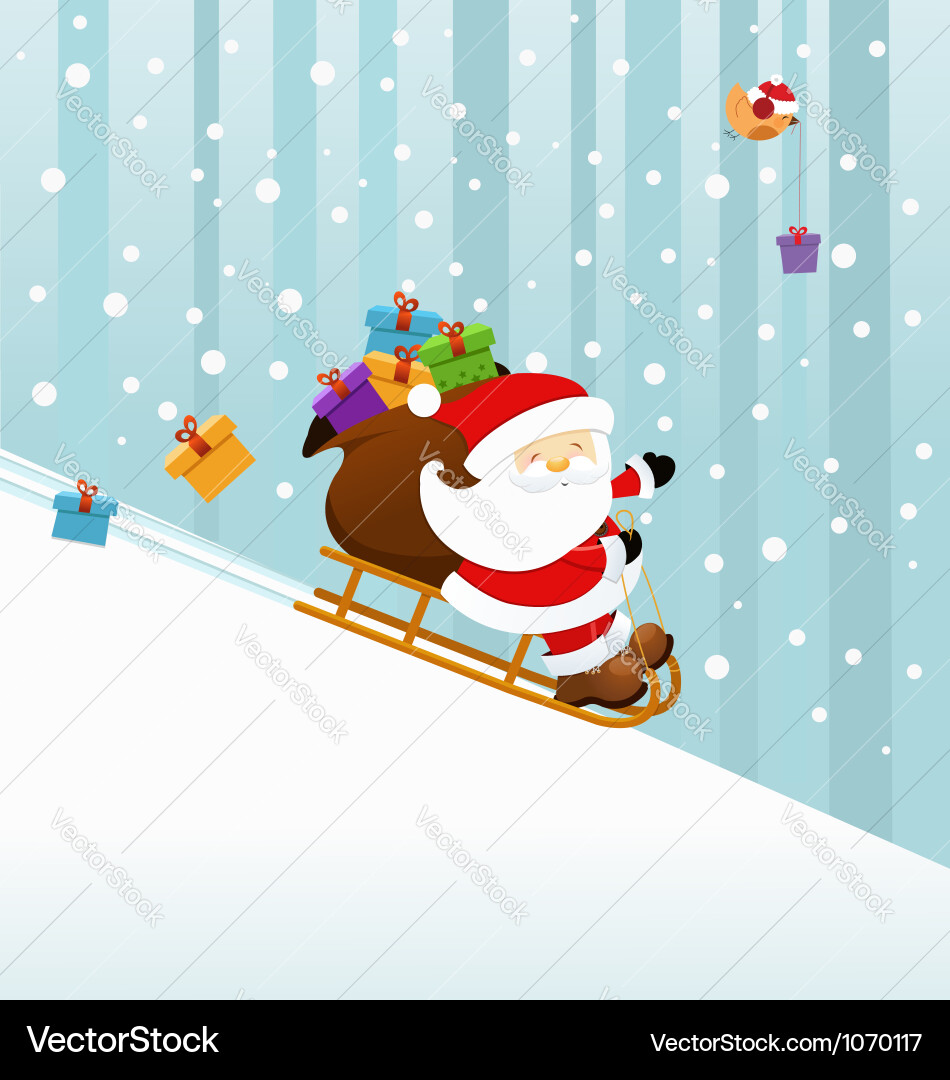 Santa on sledge Royalty Free Vector Image - VectorStock