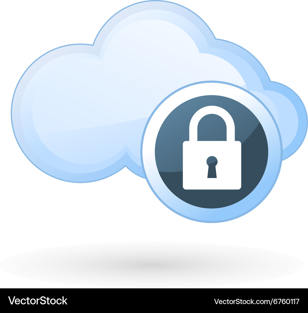 Security in cloud computing - cloud and padlock Vector Image