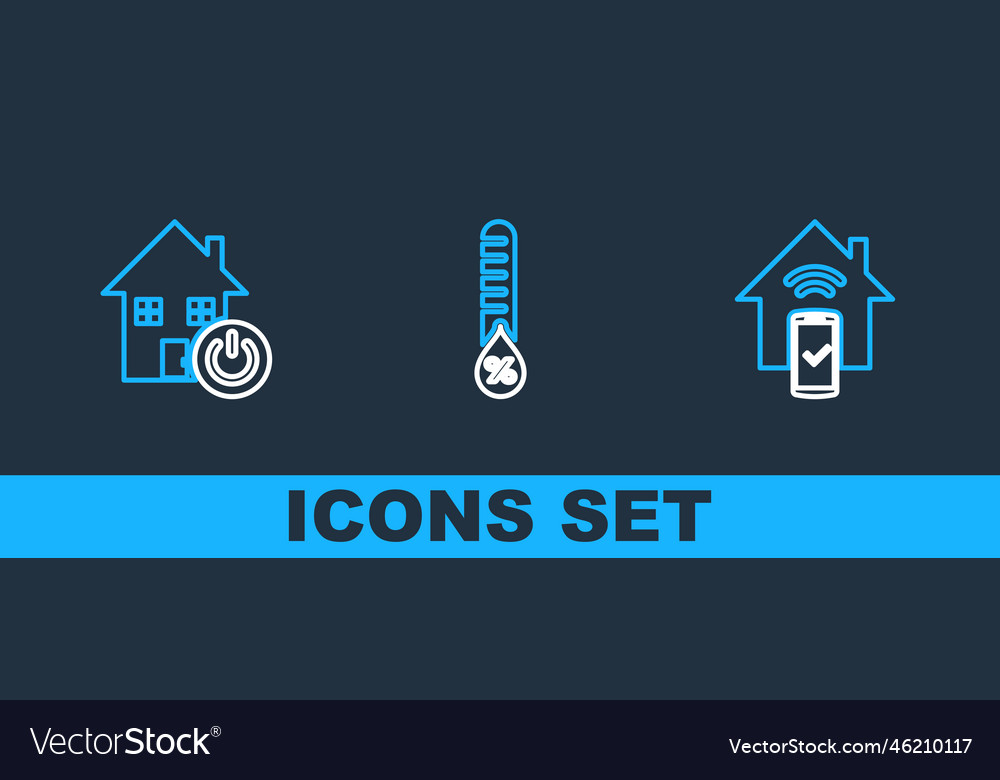 Set line smart home remote control system Vector Image