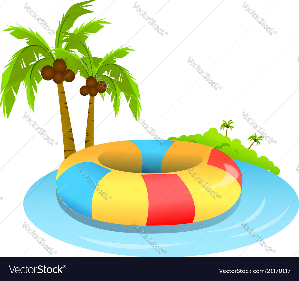 Swim tube on beach isolated white background