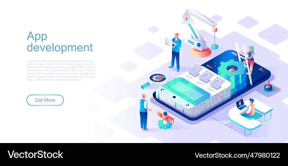 App development landing page template mobile Vector Image