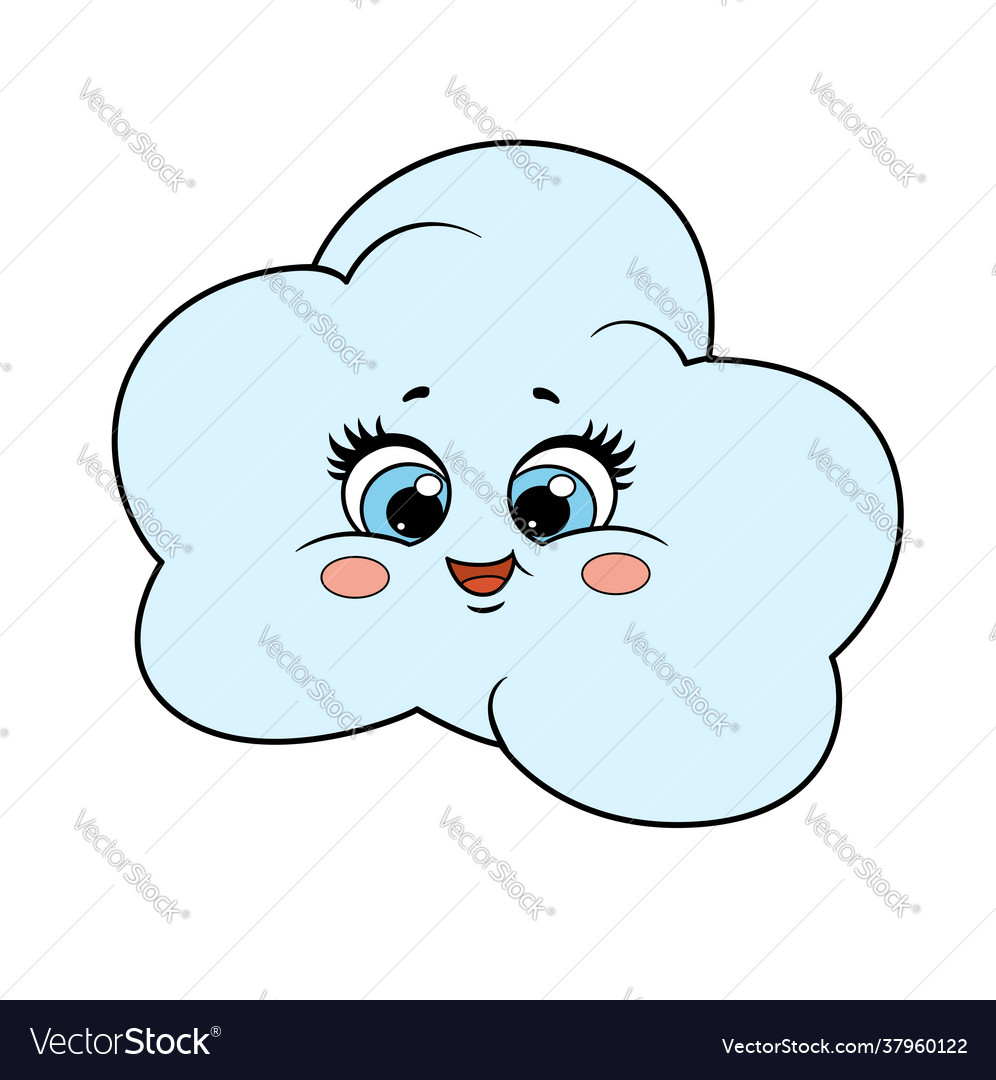 Cute Cartoon Smiling Cloud Outlined For Coloring Vector Image