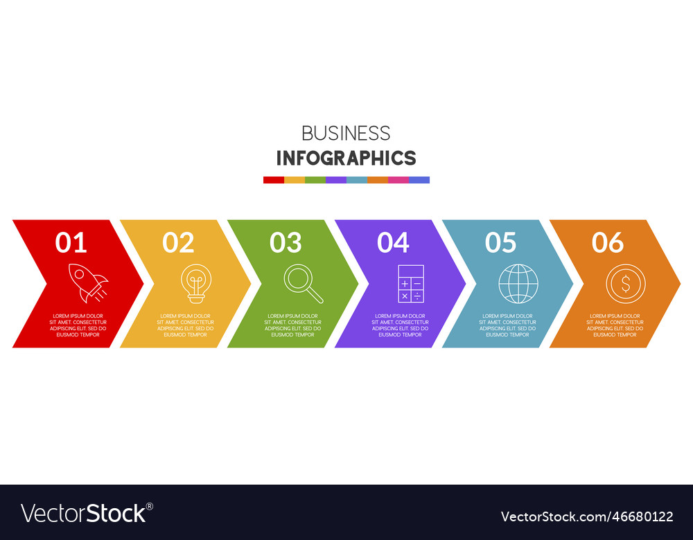 Infographics design template and icons with 6 Vector Image