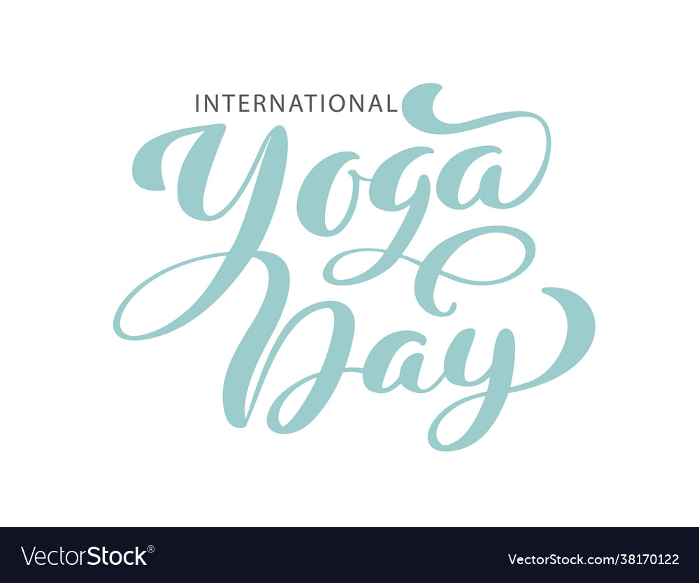 International yoga day logo hand drawn lettering Vector Image