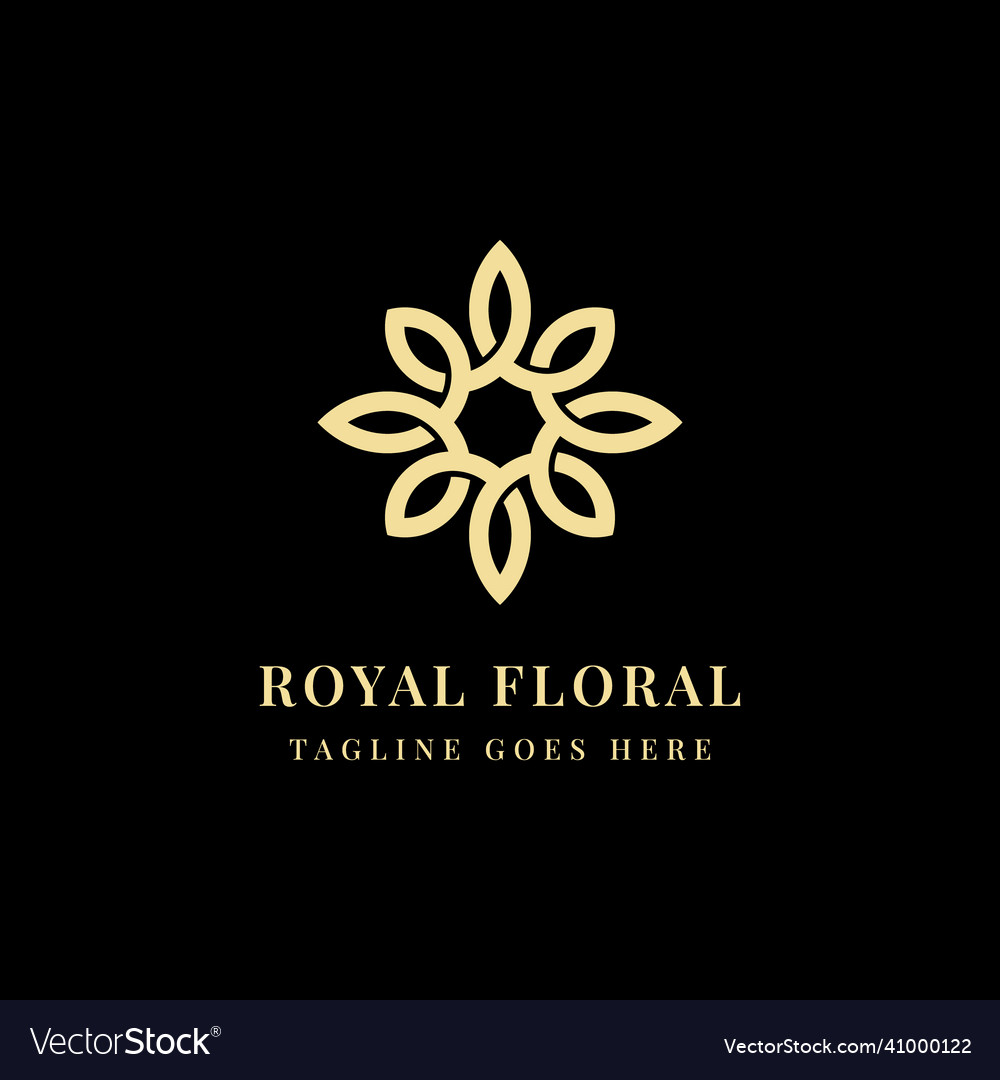 Luxury flower line logo design Royalty Free Vector Image