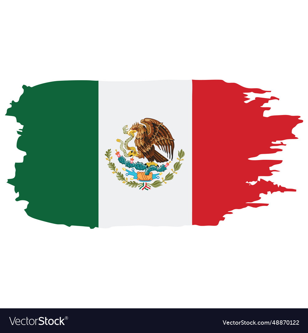 Mexico flag distress waving Royalty Free Vector Image