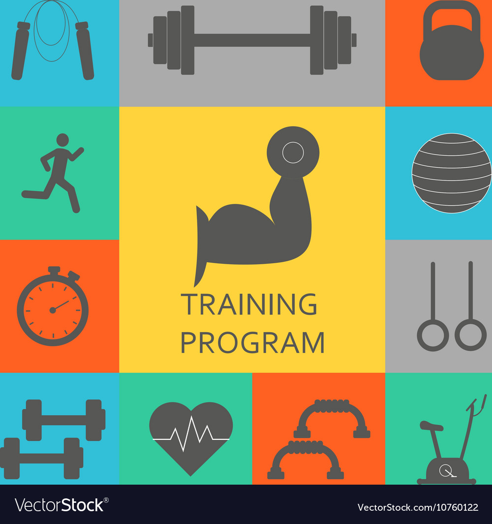 Set of training program icons sport Royalty Free Vector