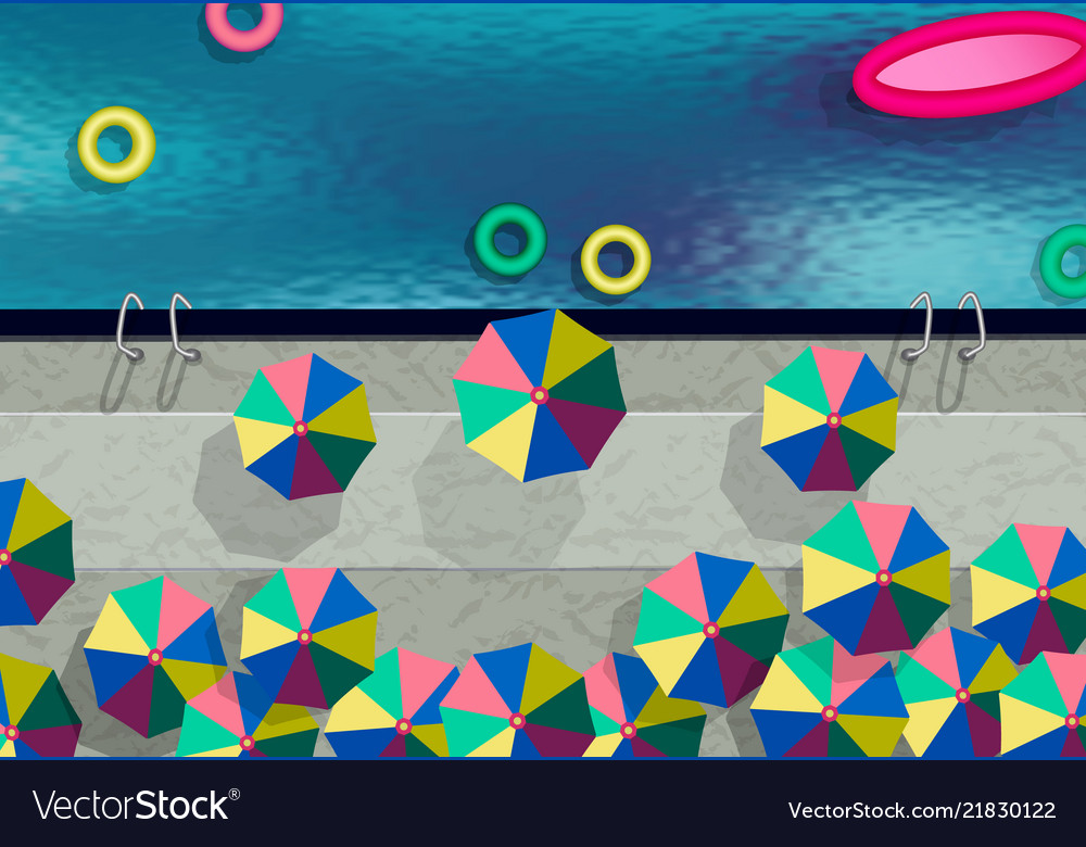View from above swimming pool umbrellas Royalty Free Vector
