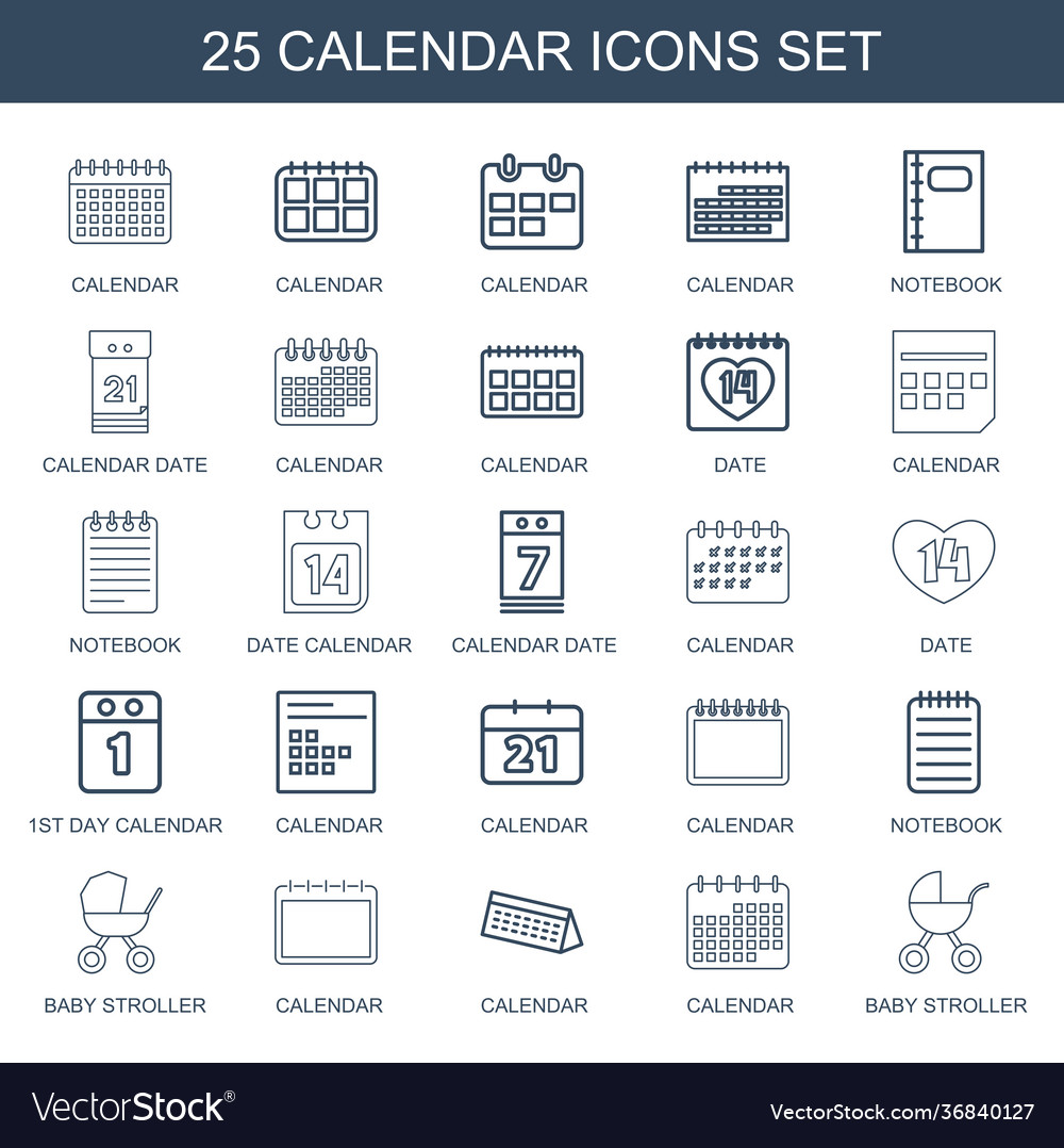 Calendar icons Royalty Free Vector Image - VectorStock