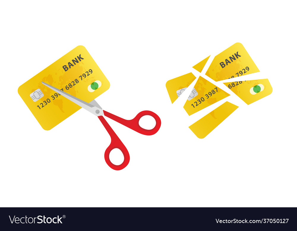 Cutting up credit card with scissors Royalty Free Vector