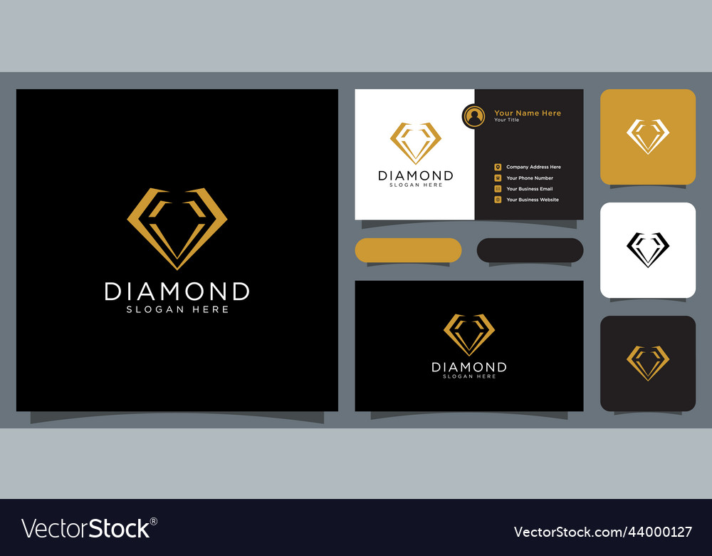 Diamond logo designs mono line Royalty Free Vector Image