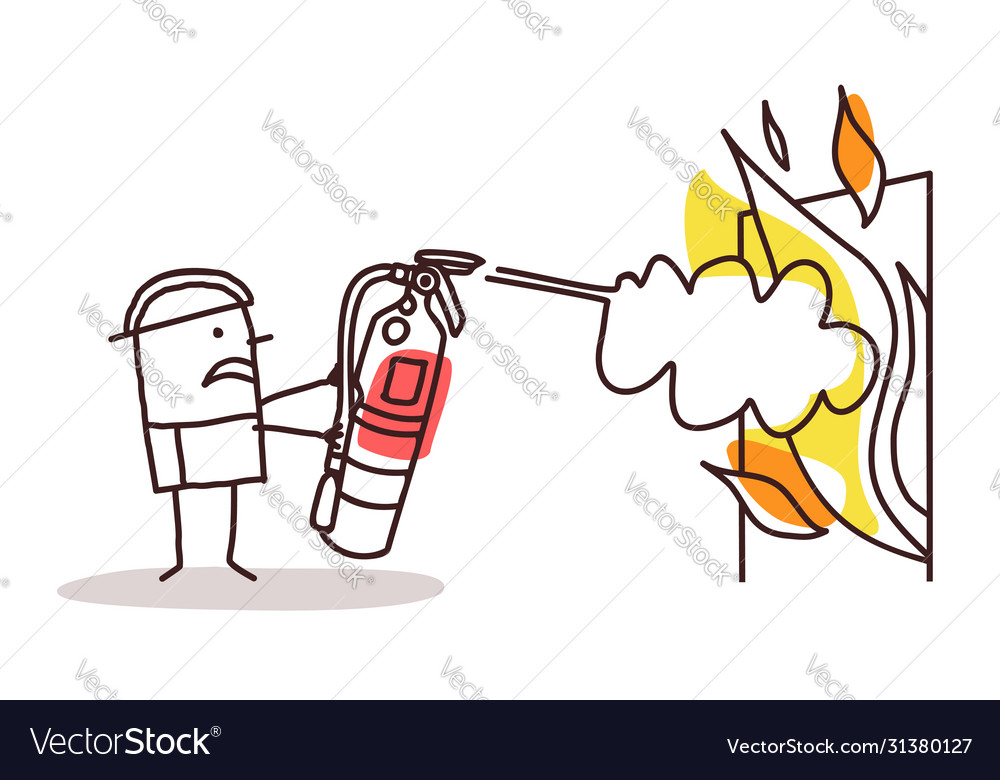 Fireman with fire extinguisher Royalty Free Vector Image Fireman with fire extinguisher Royalty Free Vector Image