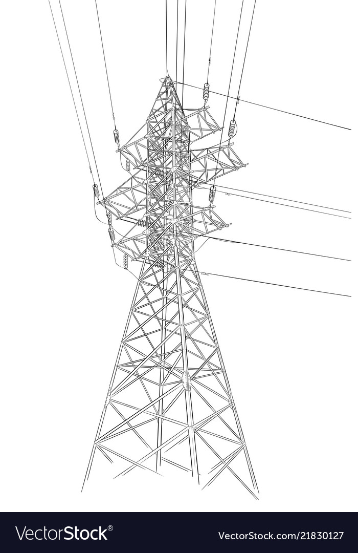 Hand drawn sketch electric tower on white Vector Image