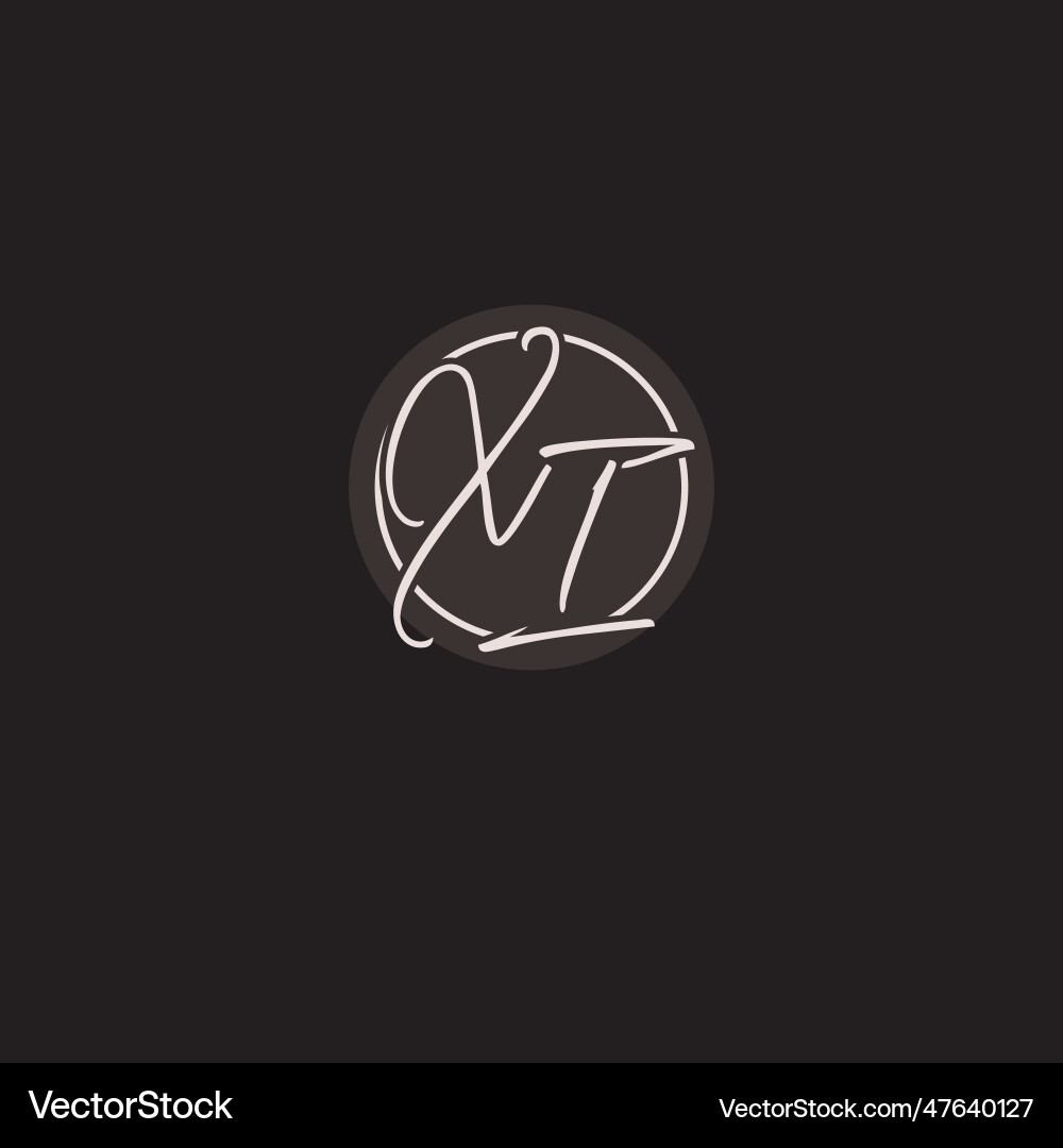 Initials xi logo monogram with simple circle line Vector Image