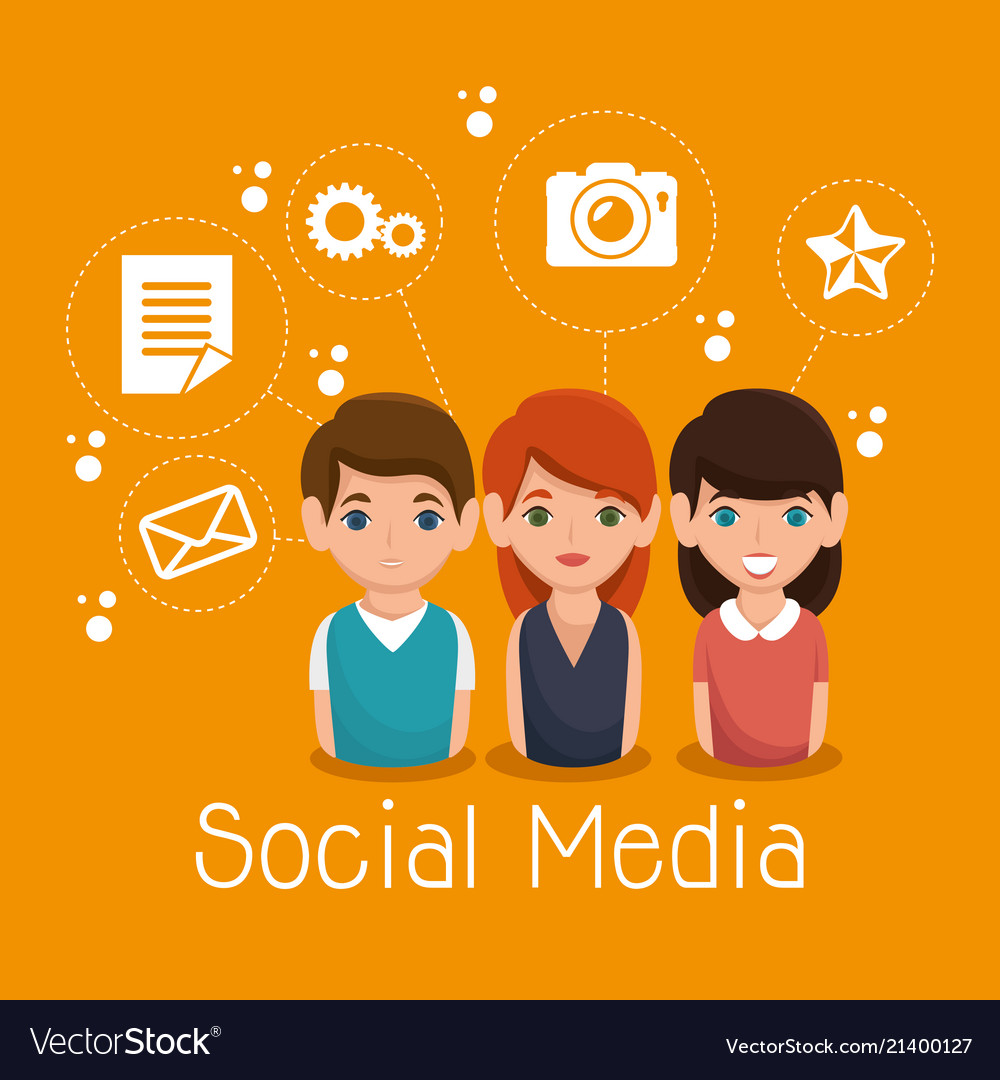 Social media community characters Royalty Free Vector Image