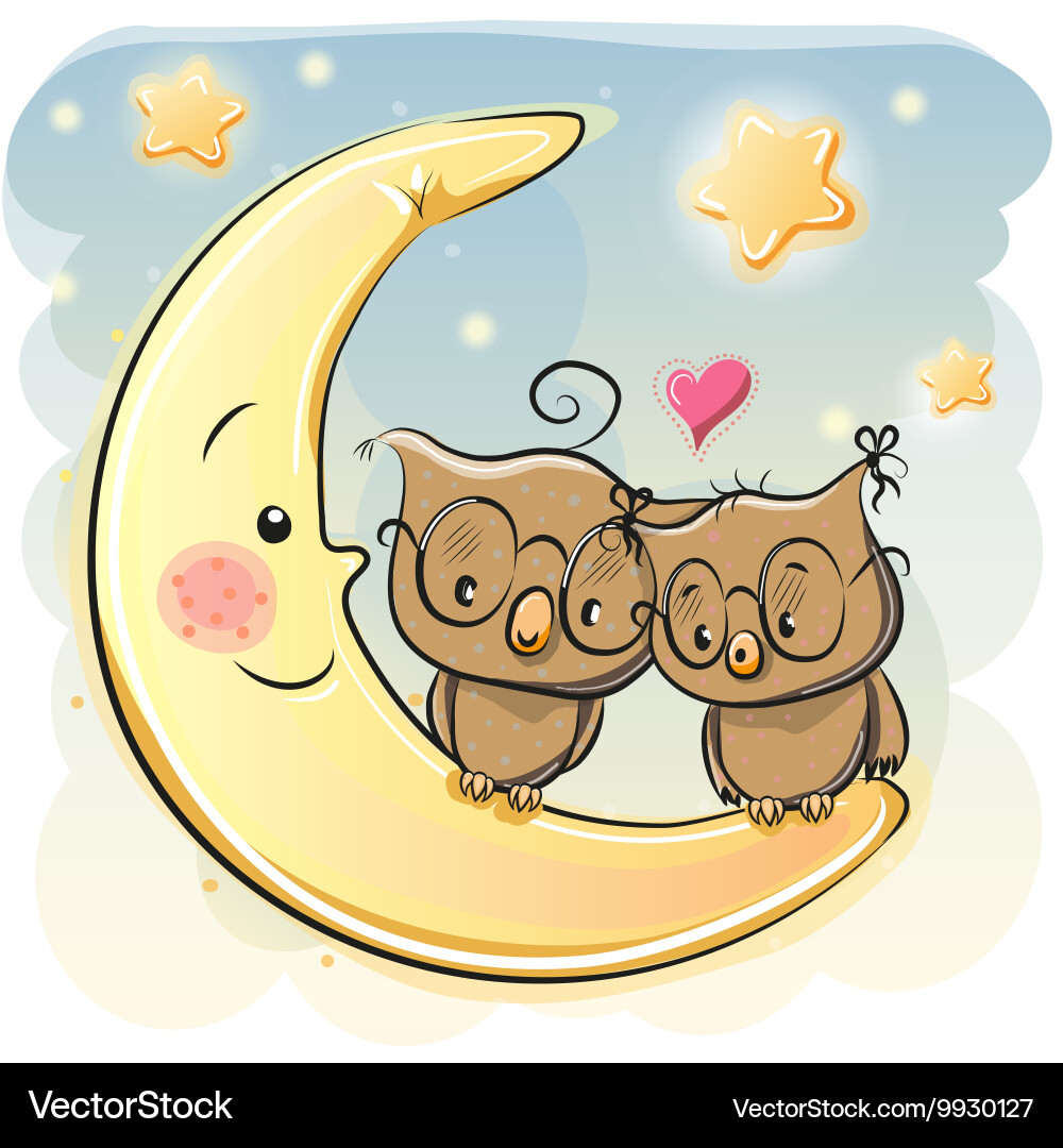 Two cute owls Royalty Free Vector Image - VectorStock