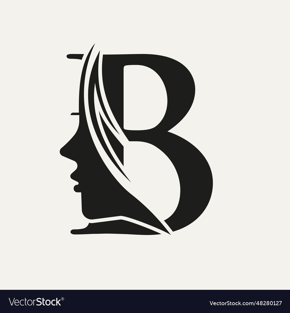 Woman face logo on letter b beauty spa symbol Vector Image