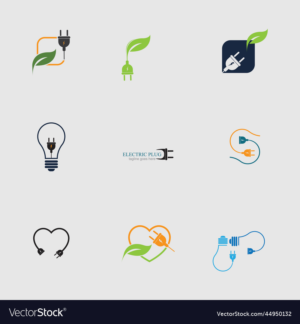 Creative electrical plug logo concept design Vector Image