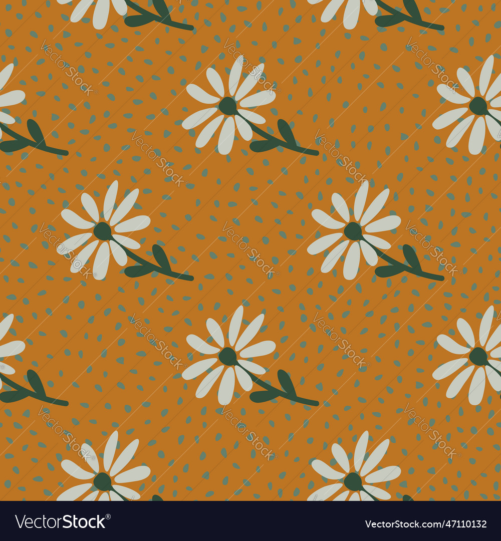 Doodle chamomile seamless pattern hand drawn Vector Image