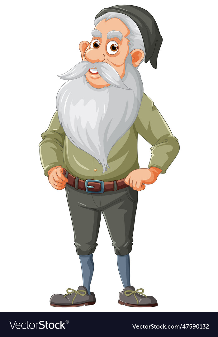 Old man cartoon character with long beard