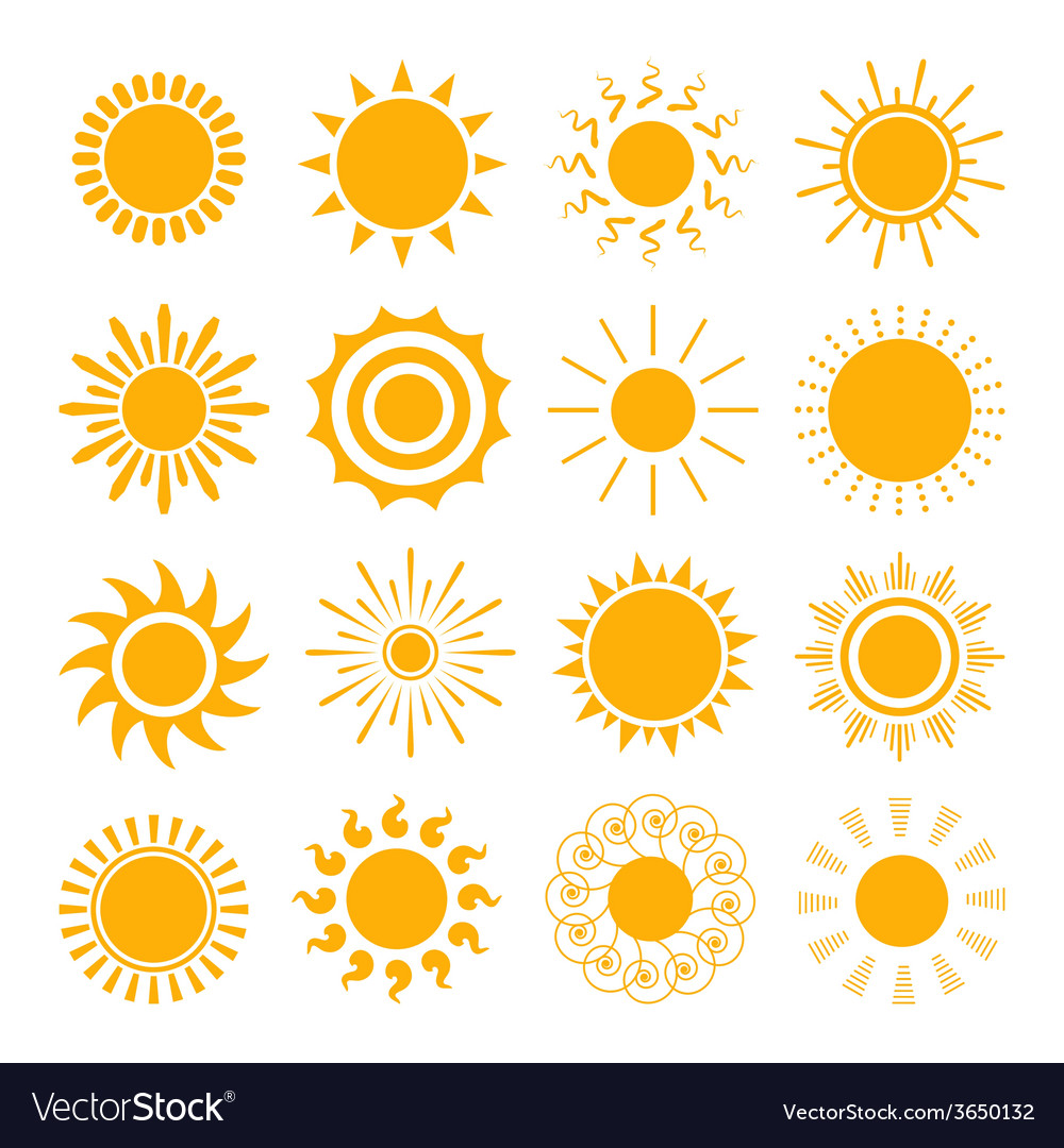 Orange sun icons Royalty Free Vector Image - VectorStock