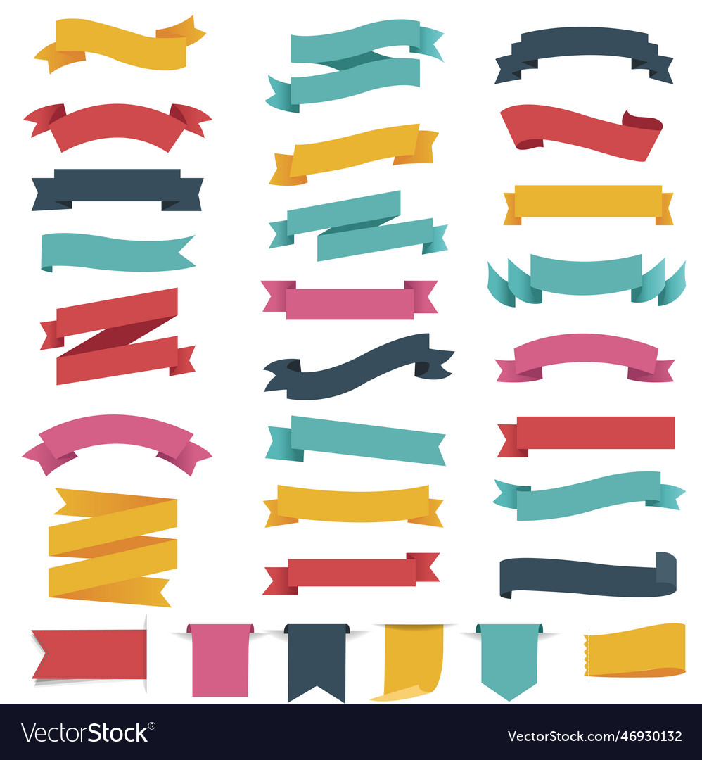 Retro ribbons set white background Royalty Free Vector Image