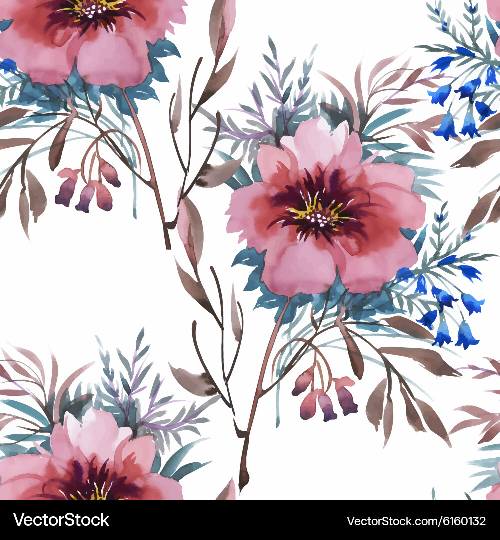 Seamless pattern with beautiful flowers Royalty Free Vector