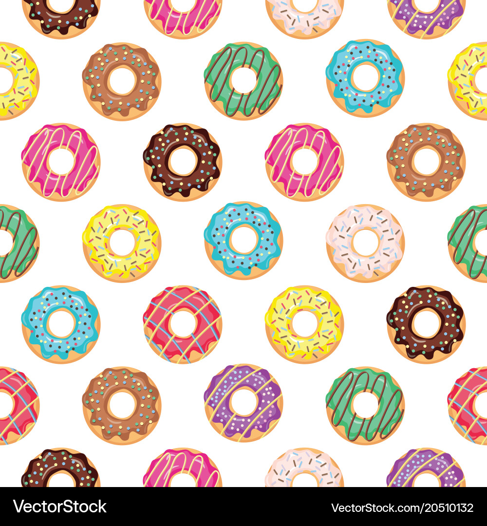 Seamless pattern with glazed donuts Royalty Free Vector