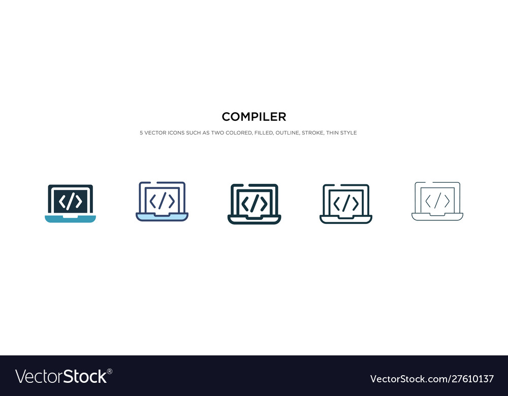 Compiler icon in different style two colored Vector Image