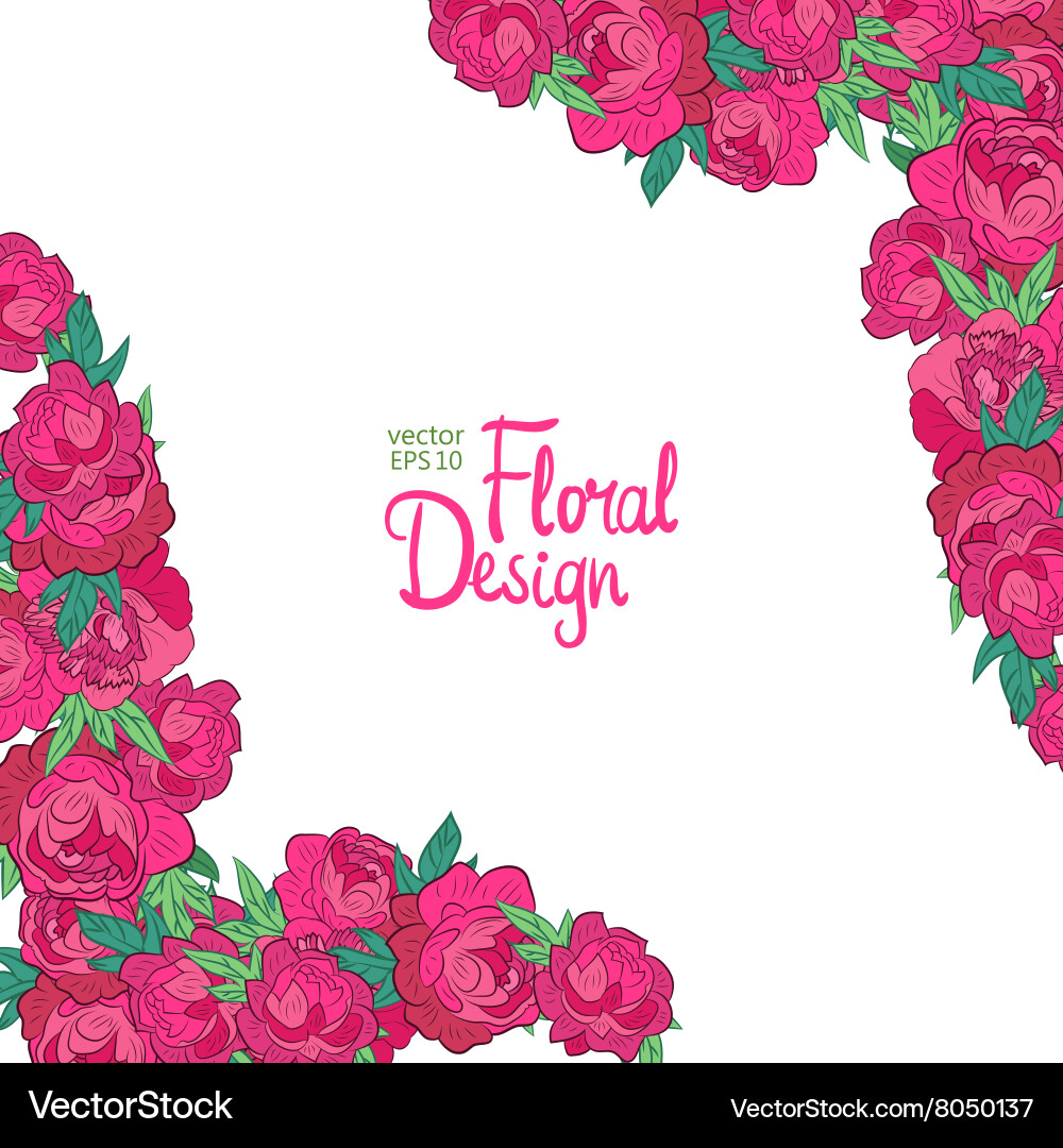 Corner with peonies Royalty Free Vector Image - VectorStock