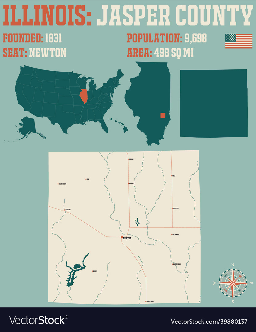 Map of jasper county in illinois Royalty Free Vector Image