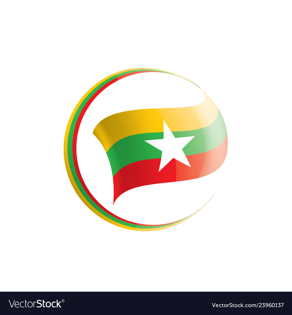 Myanmar flag on a white Royalty Free Vector Image