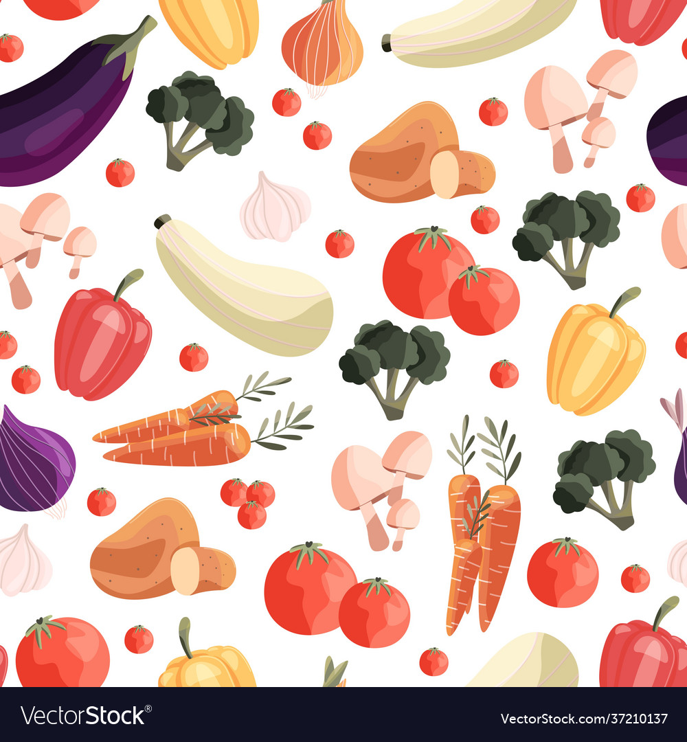 Seamless pattern with colorful vegetables Vector Image