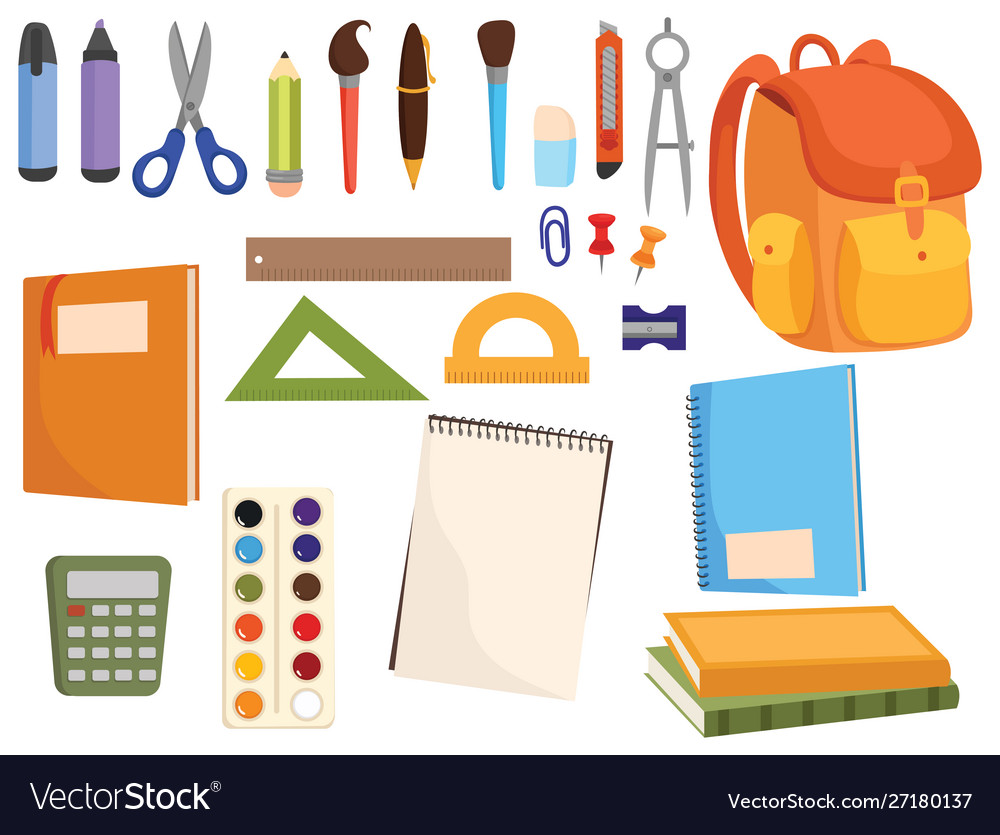 Set accessories for school collection of Vector Image