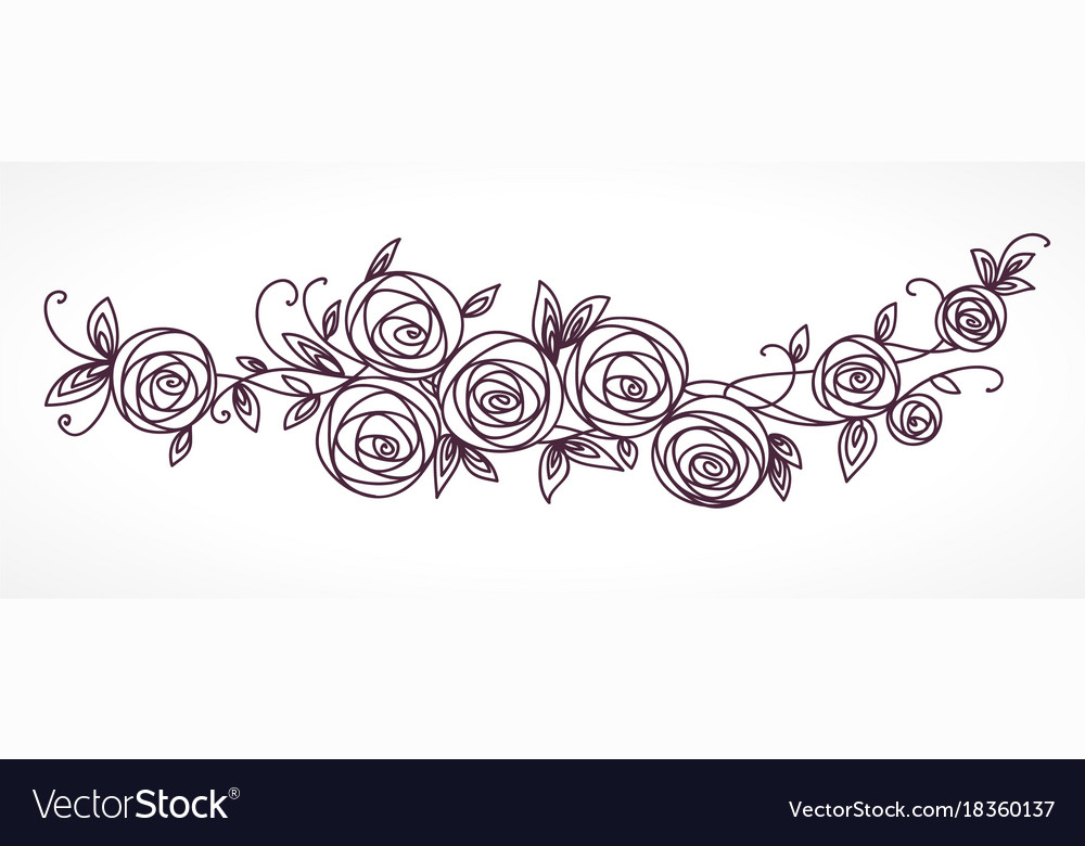 Stylized rose flowers bouquet branch of flowers Vector Image